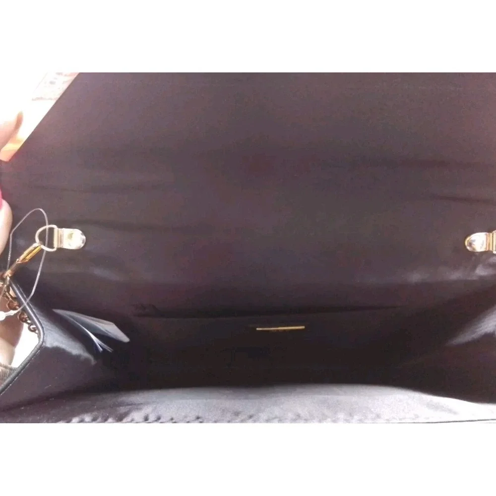 Aldo Black Envelope Clutch Crossbody Metal Chain Strap Evening Handbag Purse